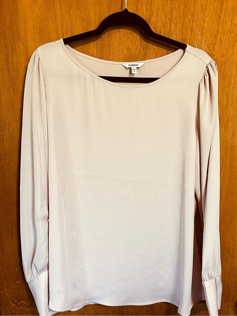Express Pale Blush Long Sleeve Scoop Neck Blouse